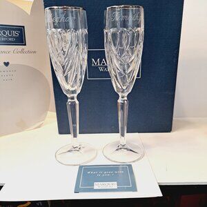 PLEASE NOTE-THESE ARE ENGRAVED Waterford Marquis Romance Collection Flute Pair